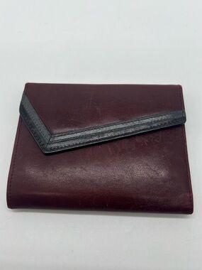RENWICK CALDERO Vintage Bouvillon Steerhide Burgundy Red Leather Envelope Wallet